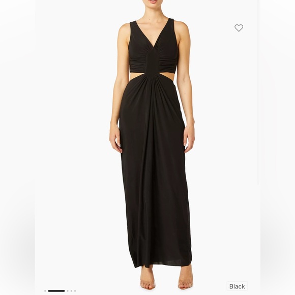MISA Los Angeles Athena Black Cutout Midi Dress M NWT Side Slit Bodycon Evening - Picture 1 of 9